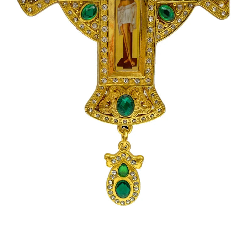 Orthodox Pectoral Cross Multicolour Crystals