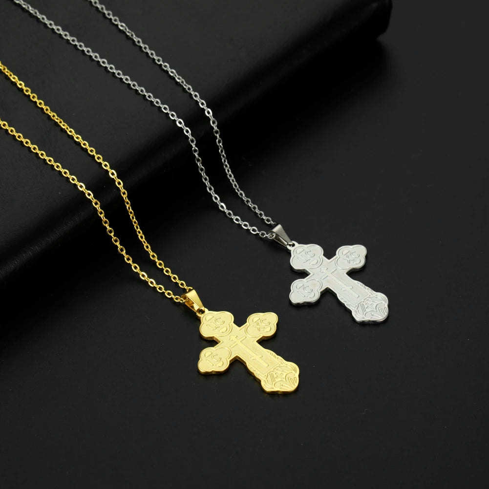 Stainless Steel Coloured Orthodox Crosses