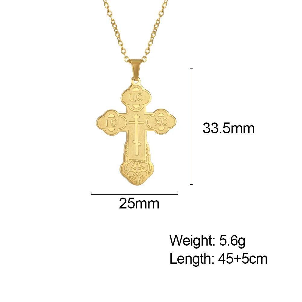 Stainless Steel Coloured Orthodox Crosses