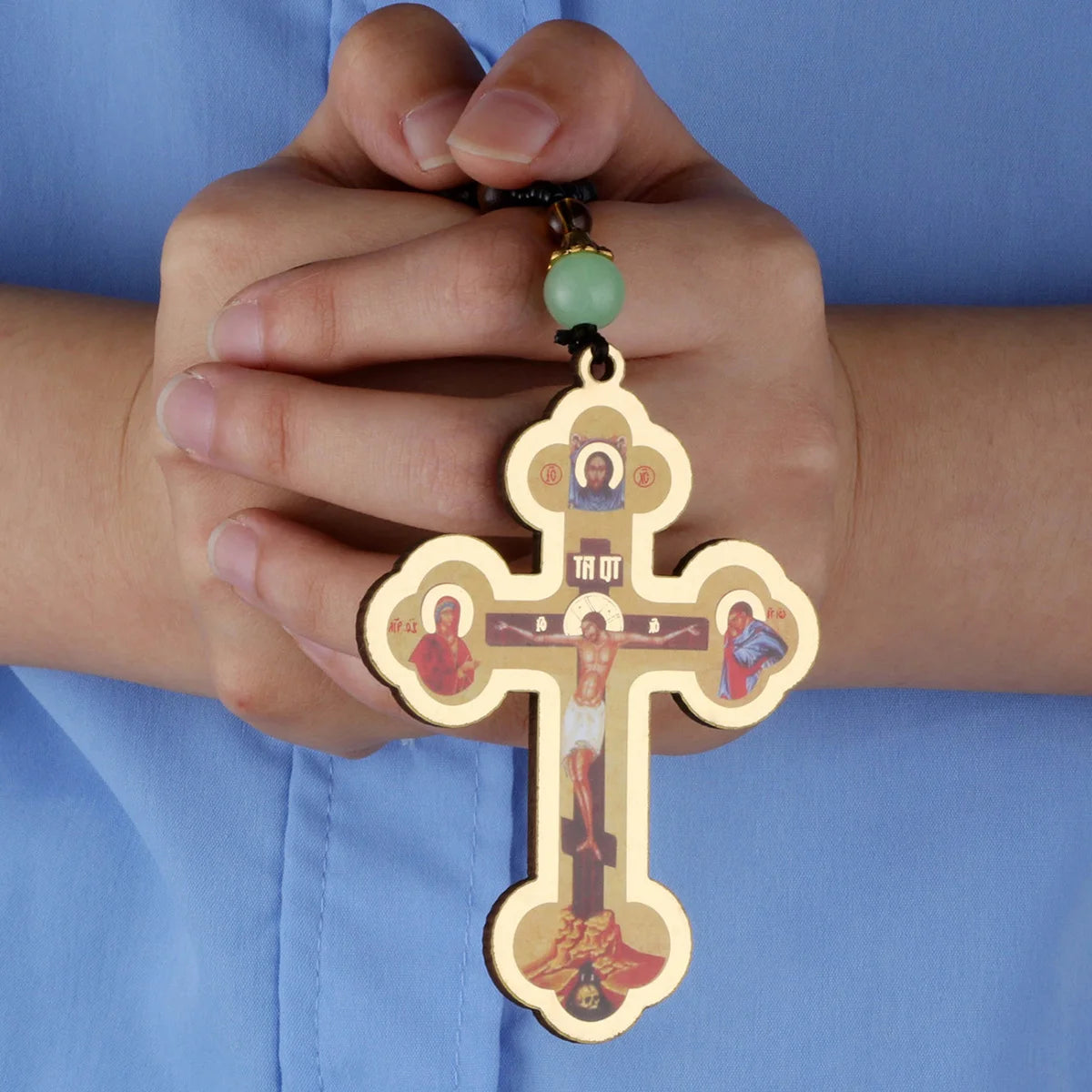 Orthodox Cross Necklace with Beads