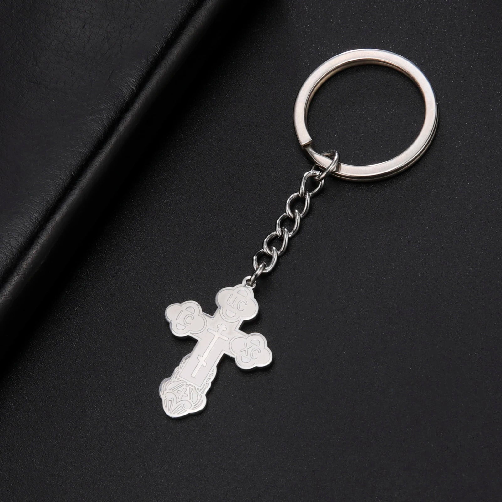 Stainless Steel Orthodox Cross Key Chain