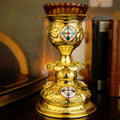 Gold Enamel Cross Vigil Lamp