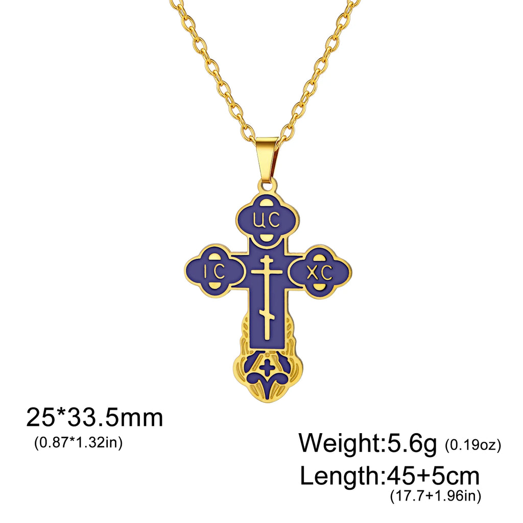 Stainless Steel Coloured Orthodox Crosses
