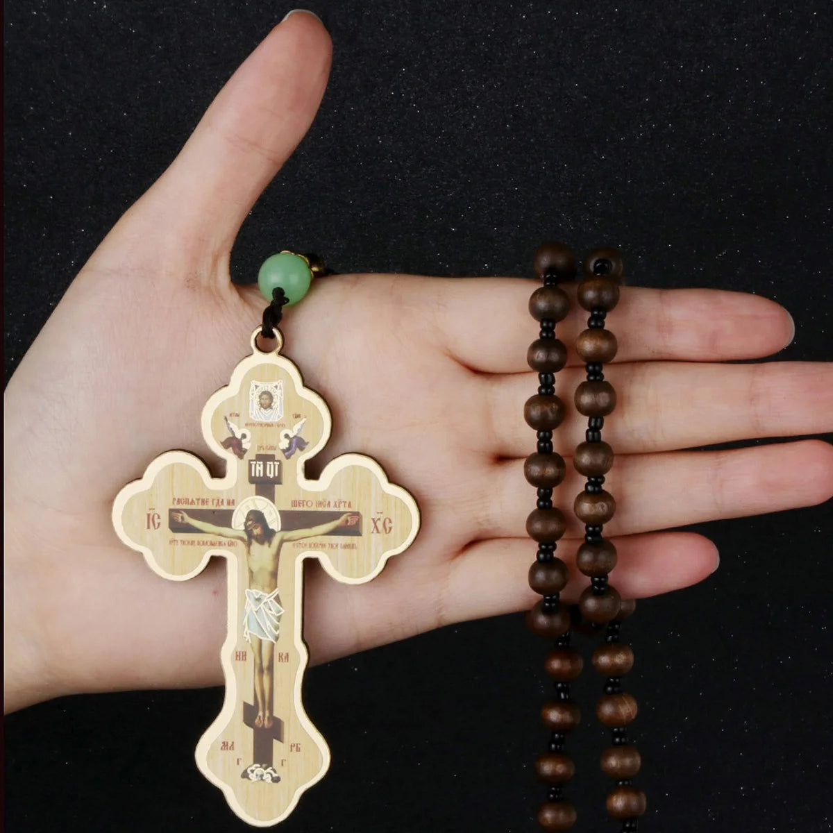 Orthodox Cross Necklace with Beads