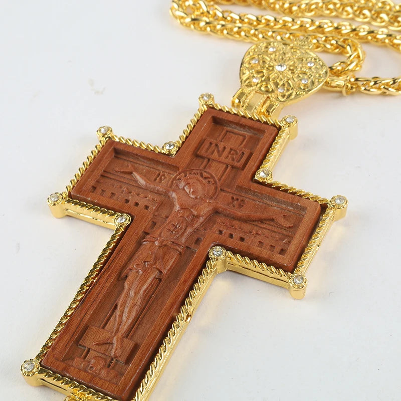 Orthodox Pectoral Cross Carved Wood