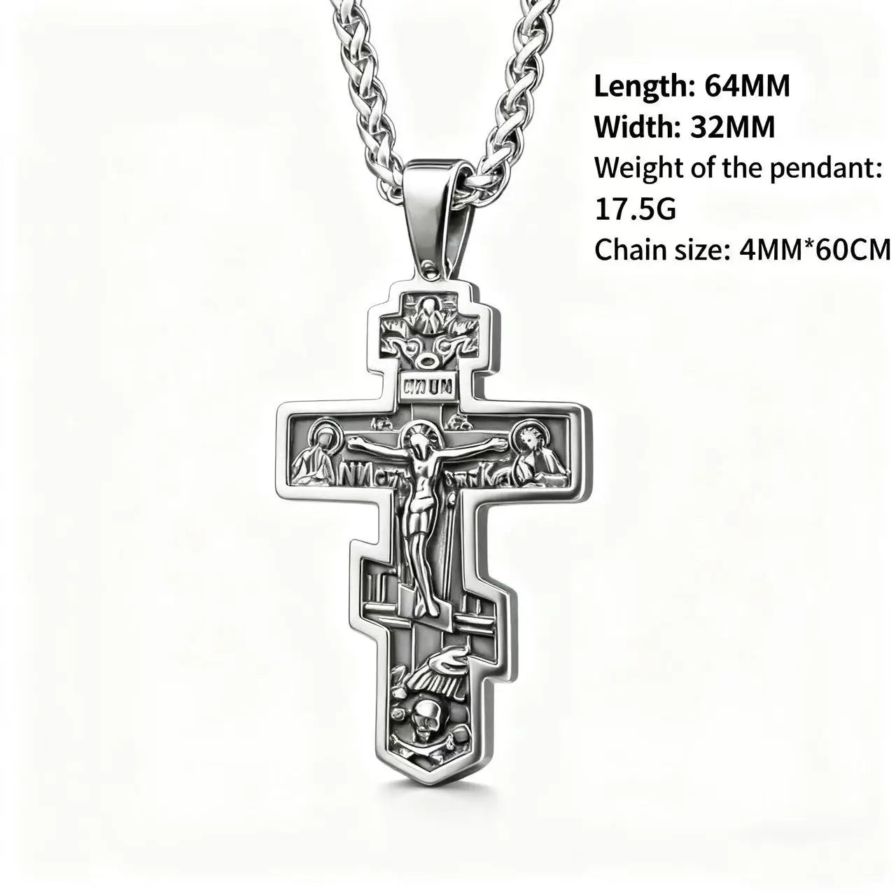 Stainless Steel Orthodox Cross Russian Style