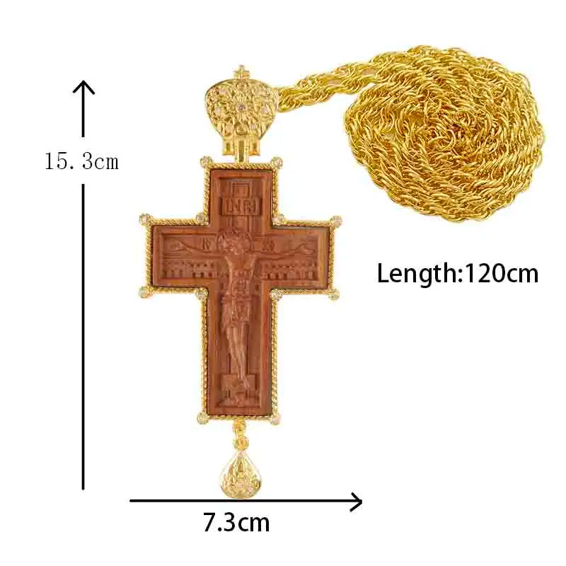 Orthodox Pectoral Cross Carved Wood