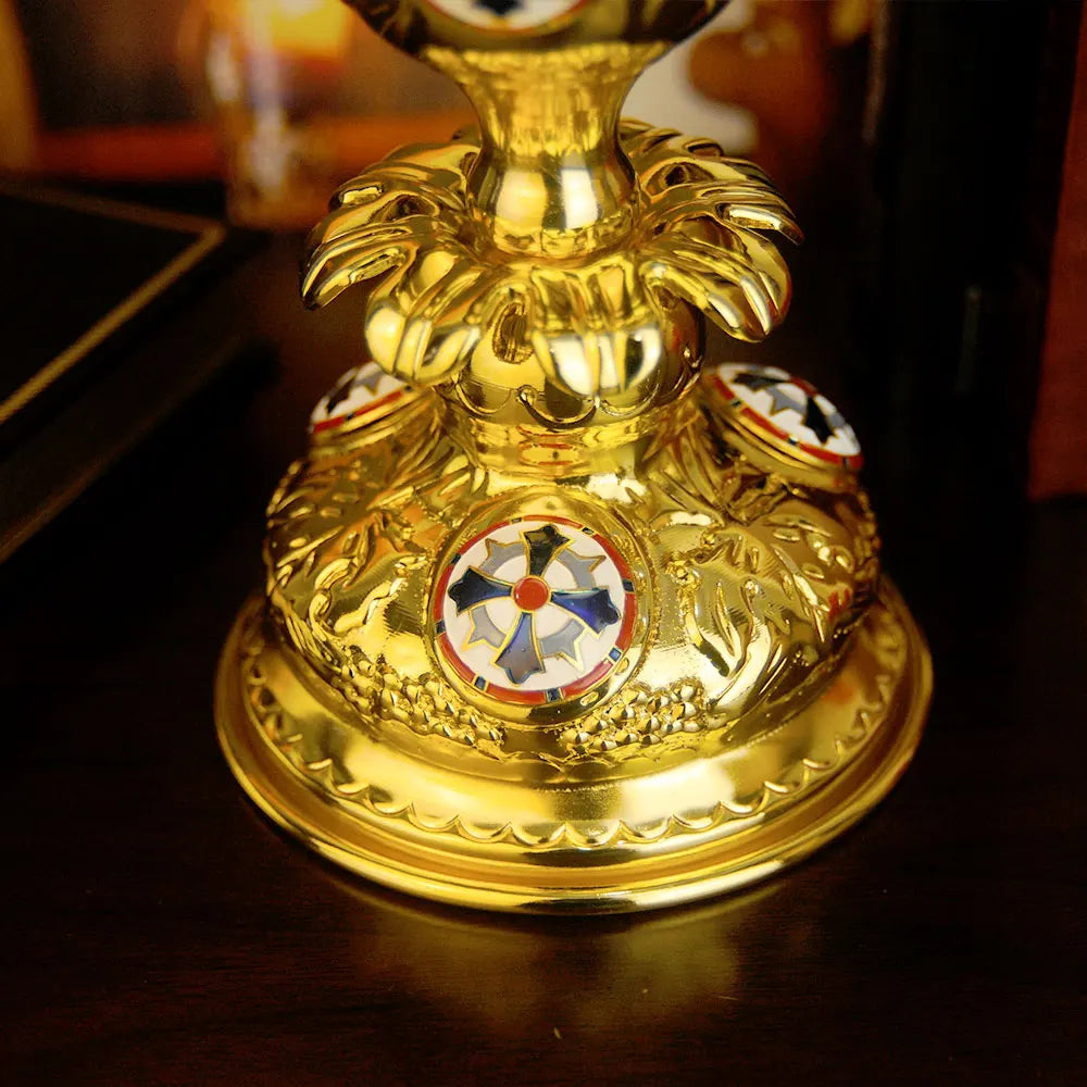 Gold Enamel Cross Vigil Lamp