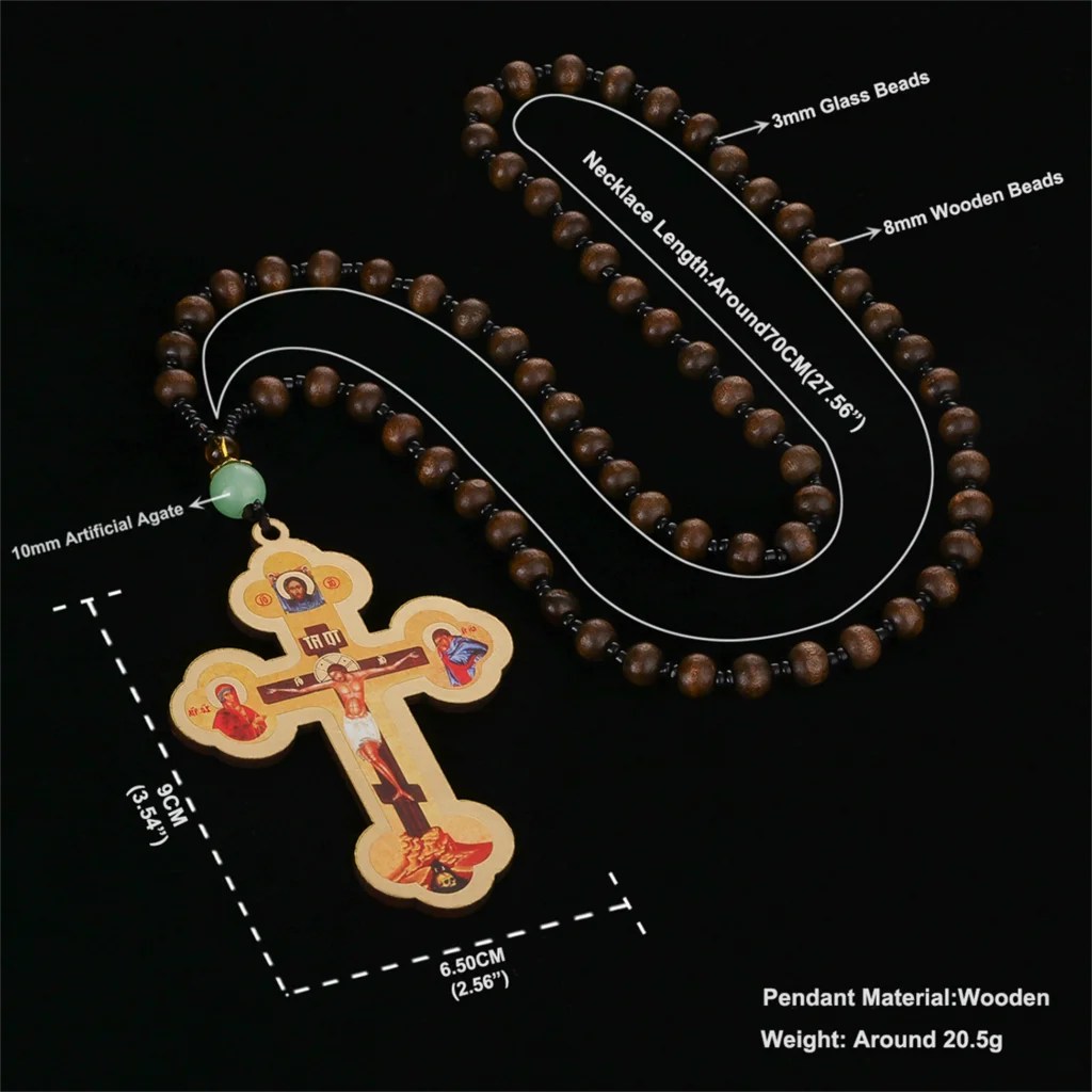 Orthodox Cross Necklace with Beads