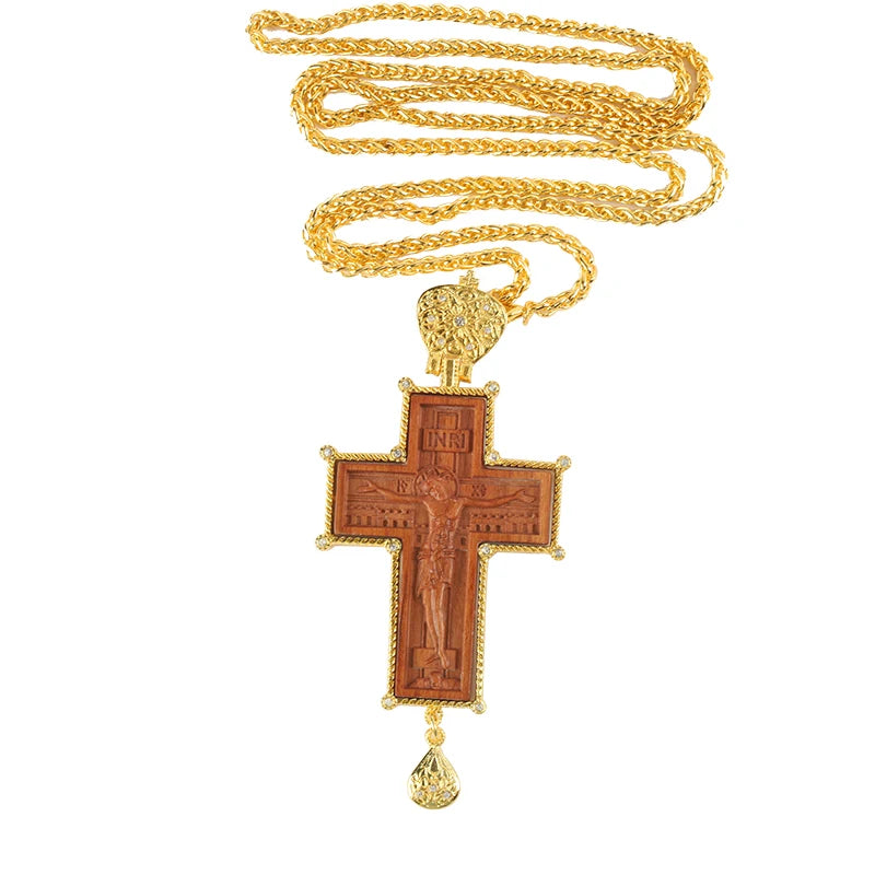 Orthodox Pectoral Cross Carved Wood