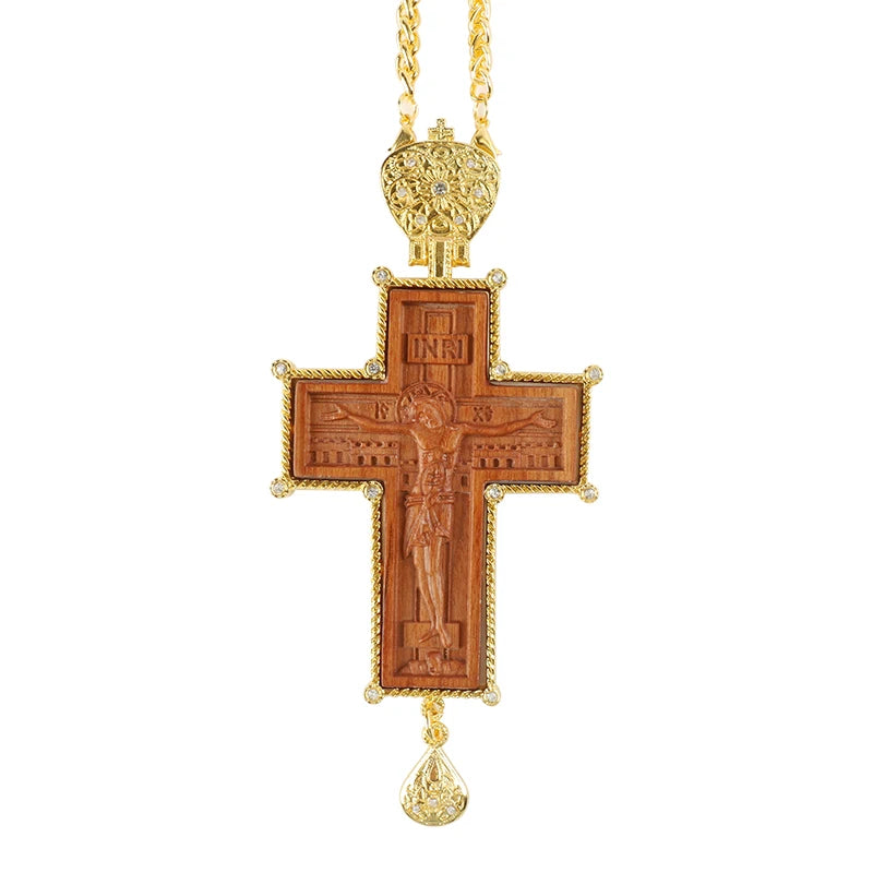 Orthodox Pectoral Cross Carved Wood
