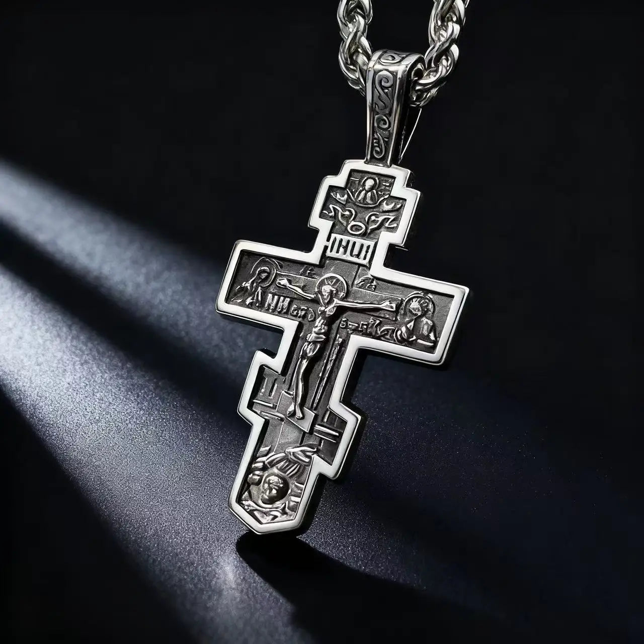 Stainless Steel Orthodox Cross Russian Style