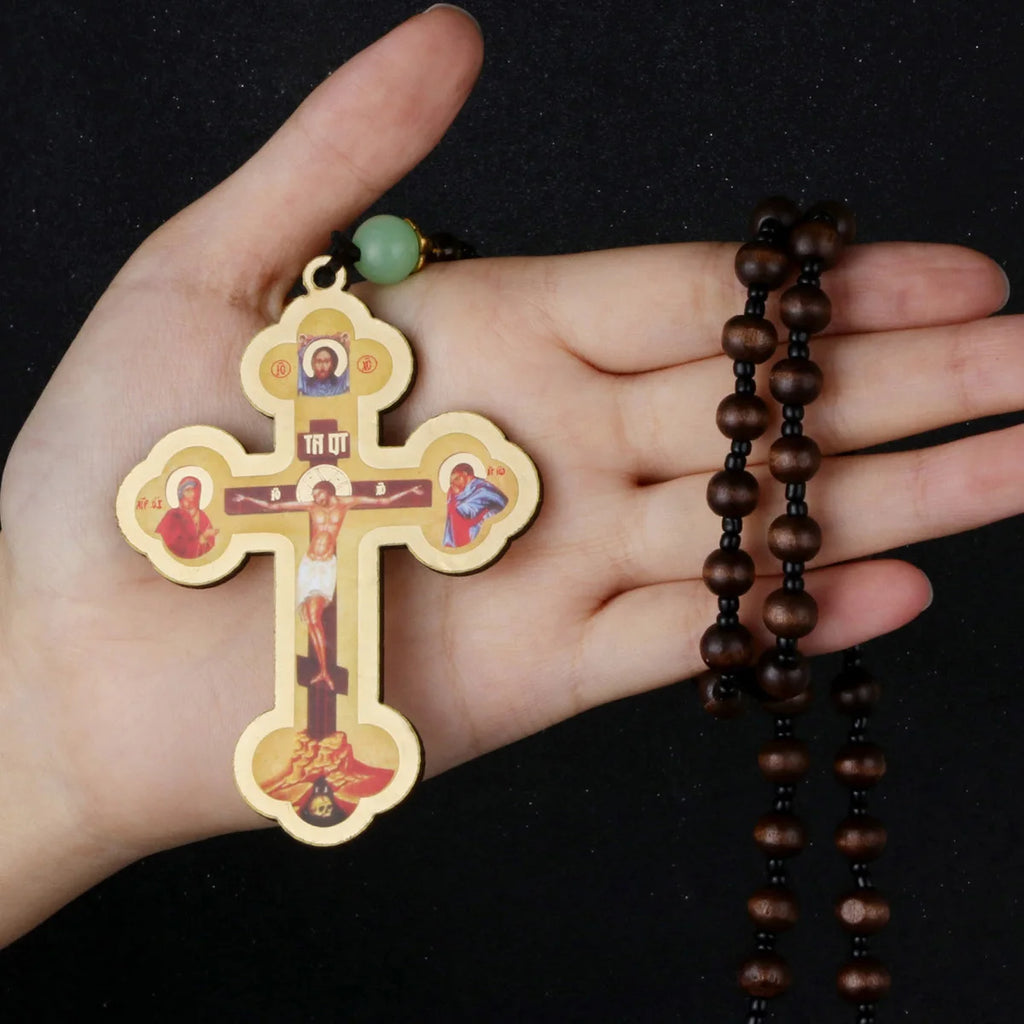 Orthodox Cross Necklace with Beads