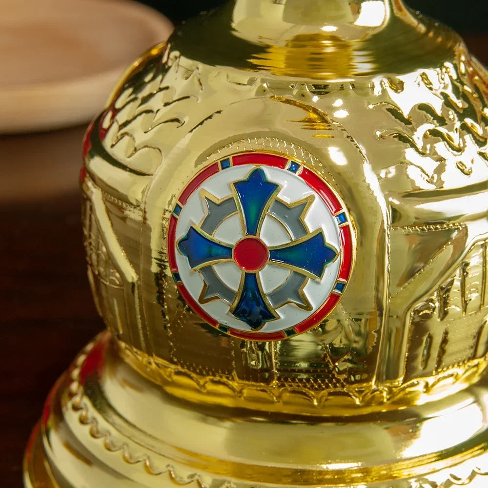 Gold Vigil Lamp With Blue Cross